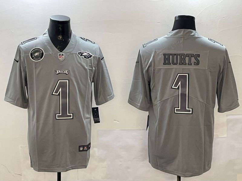 Men Philadelphia Eagles #1 Hurts Grey 2025 Nike Vapor Limited NFL Jersey style 2104